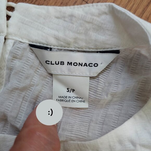 Club Monaco Ruffle Front Top, S, White - Picture 8 of 11